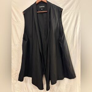 Black sleeveless garment duster vest open front draped fit relaxed layering 4XL